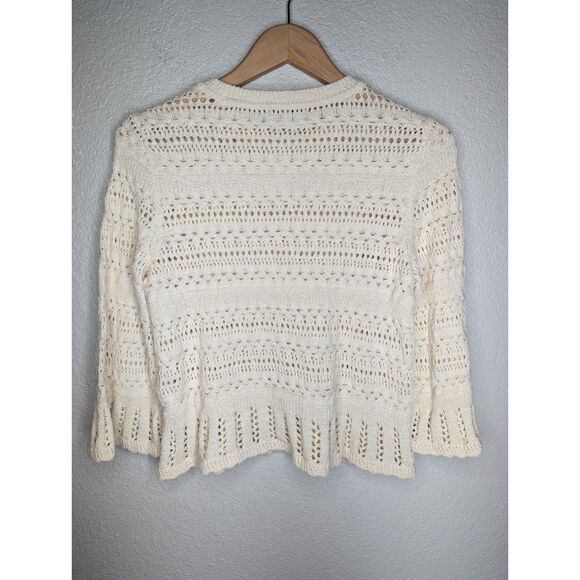 NWT Madewell Scalloped-Trim Sweater Tee Size S Sand Beige Crochet Boho Indie - Picture 5 of 13